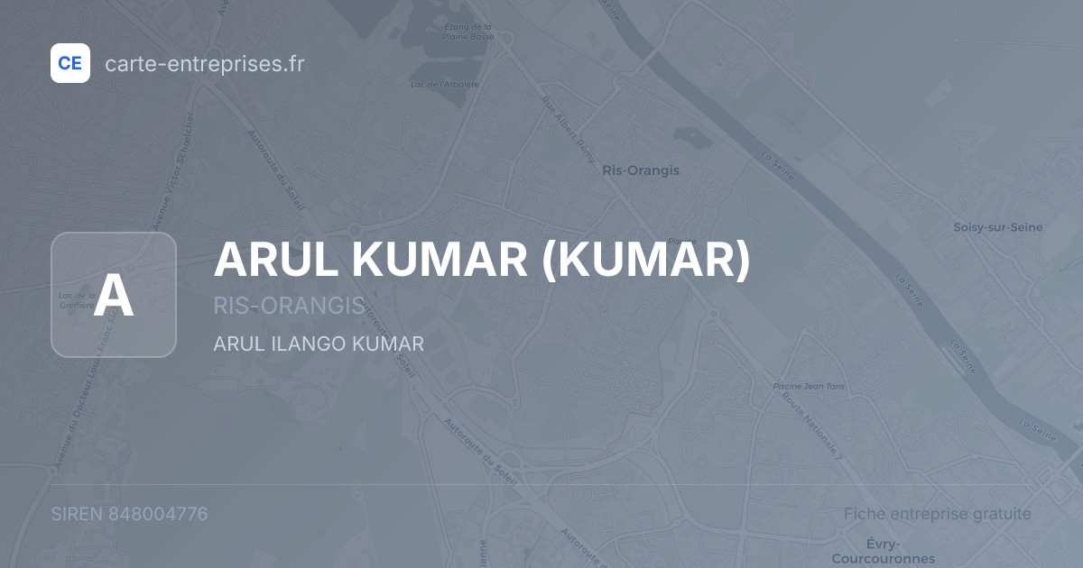 ARUL KUMAR (KUMAR) — 848004776 — fiche entreprise