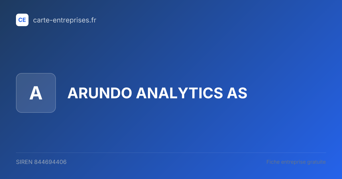 ARUNDO ANALYTICS AS — 844694406 — fiche entreprise