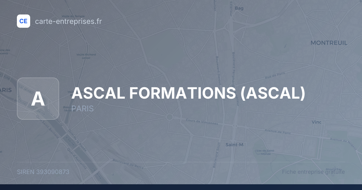 ASCAL FORMATIONS (ASCAL) — 393090873 — fiche entreprise