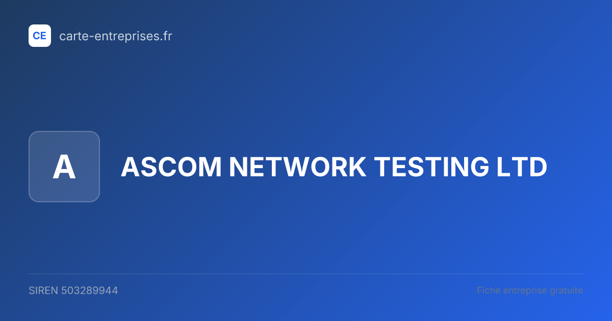 ASCOM NETWORK TESTING LTD — 503289944 — fiche entreprise