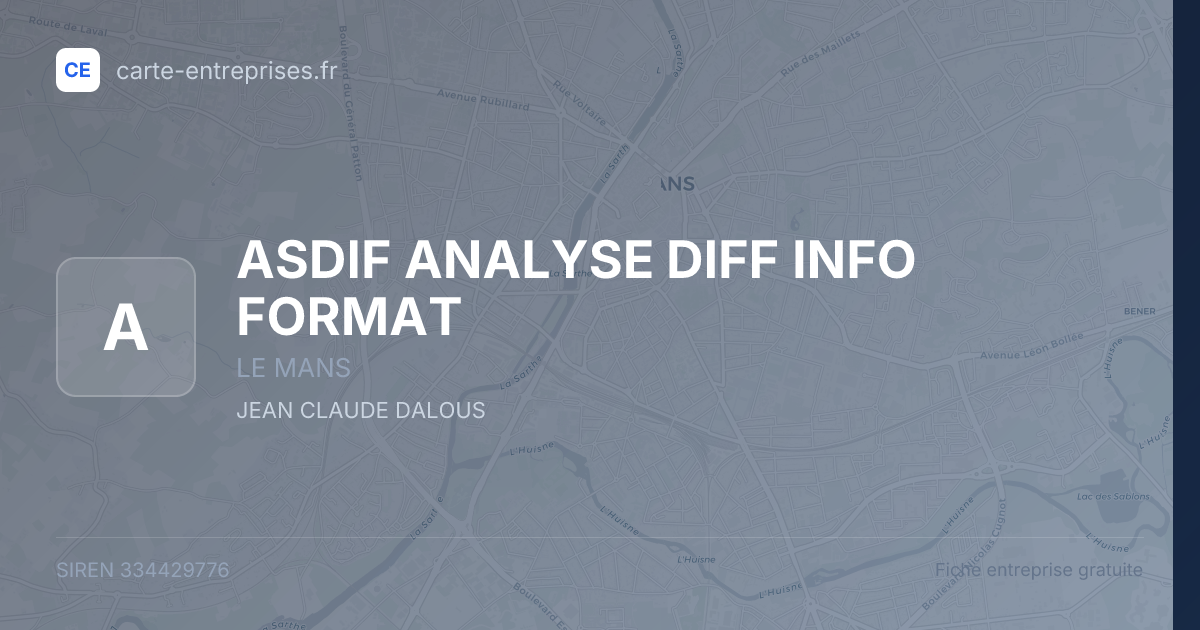 ASDIF ANALYSE DIFF INFO FORMAT — 334429776 — fiche entreprise