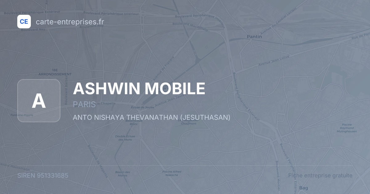 ASHWIN MOBILE — 951331685 — fiche entreprise
