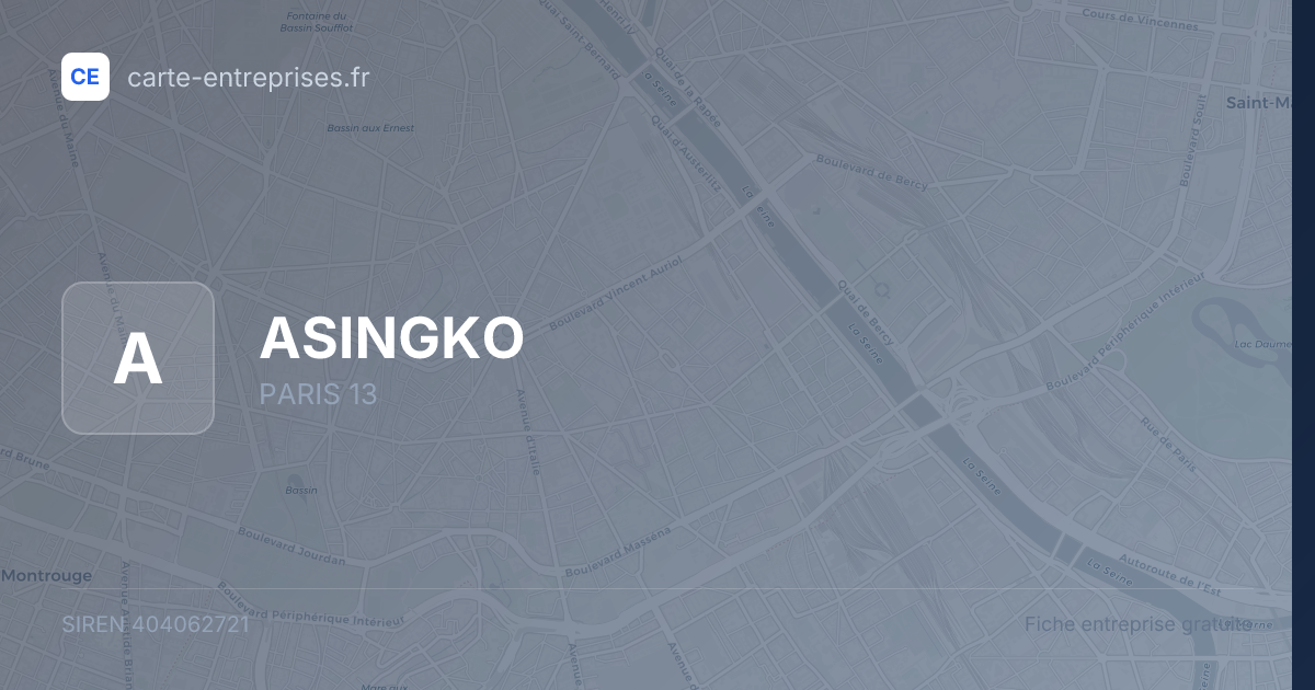 ASINGKO — 404062721 — fiche entreprise