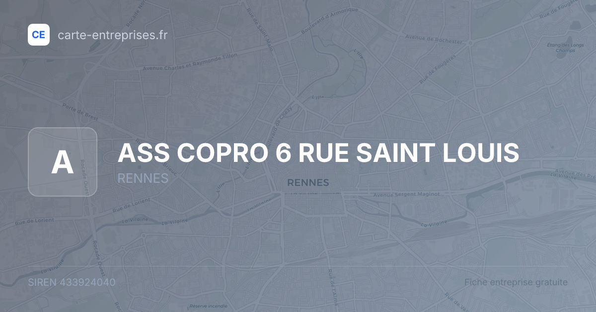 ASS COPRO 6 RUE SAINT LOUIS — 433924040 — fiche entreprise