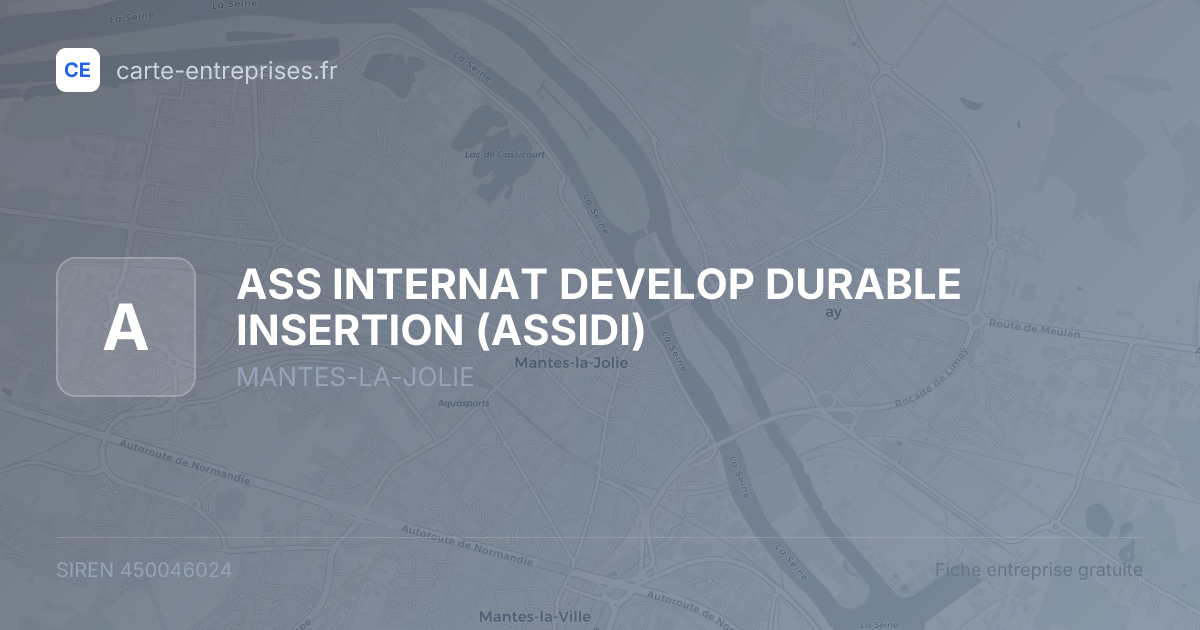 ASS INTERNAT DEVELOP DURABLE INSERTION (ASSIDI) — 450046024 — fiche entreprise