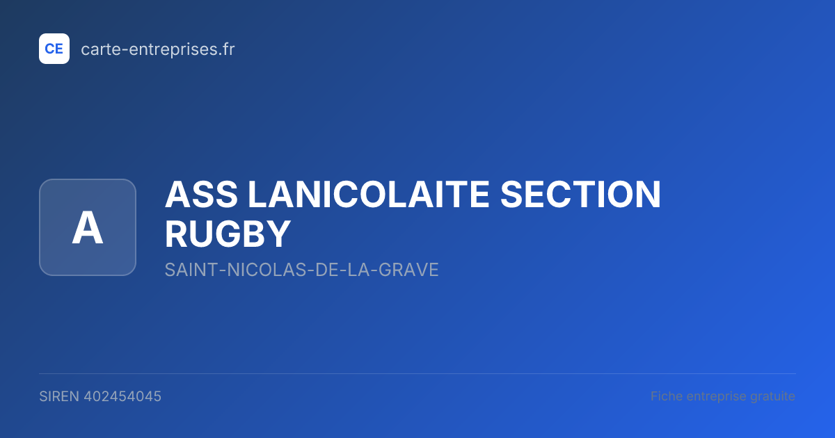 ASS LANICOLAITE SECTION RUGBY — 402454045 — fiche entreprise