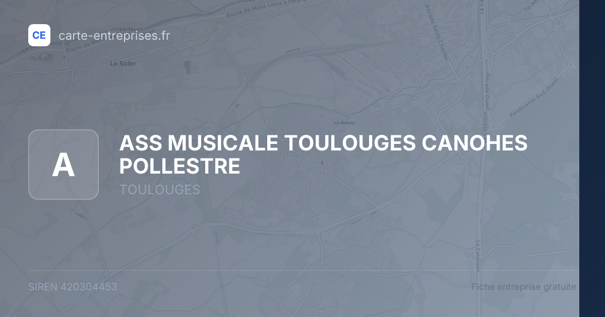 ASS MUSICALE TOULOUGES CANOHES POLLESTRE — 420304453 — fiche entreprise