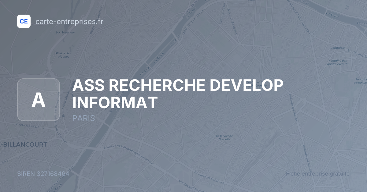 ASS RECHERCHE DEVELOP INFORMAT — 327168464 — fiche entreprise
