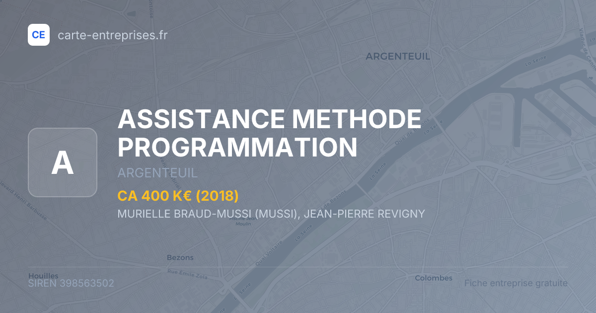 ASSISTANCE METHODE PROGRAMMATION — 398563502 — fiche entreprise