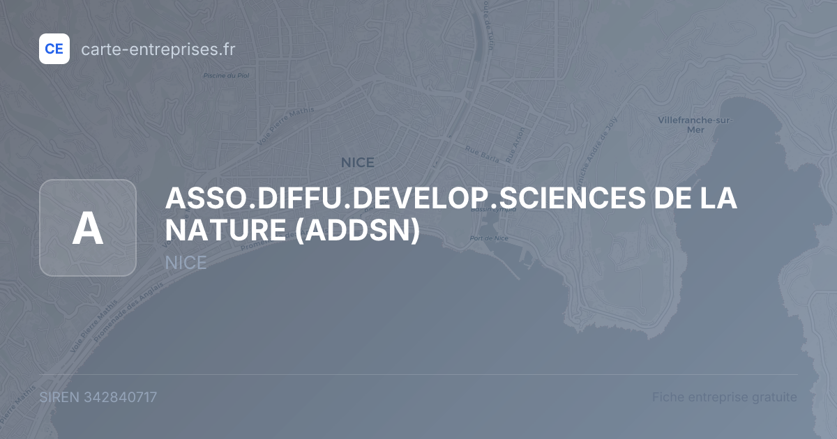 ASSO.DIFFU.DEVELOP.SCIENCES DE LA NATURE (ADDSN) — 342840717 — fiche entreprise