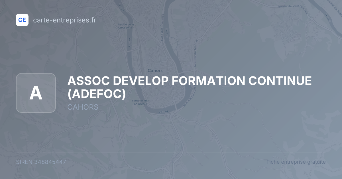 ASSOC DEVELOP FORMATION CONTINUE (ADEFOC) — 348845447 — fiche entreprise