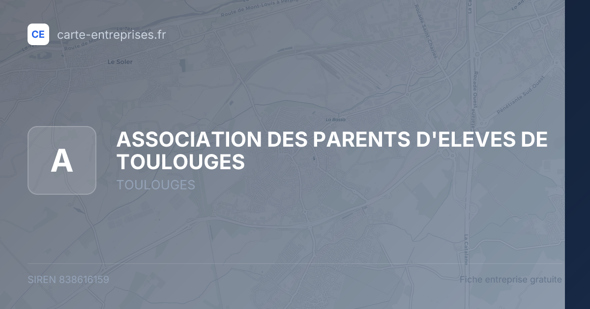 ASSOCIATION DES PARENTS D'ELEVES DE TOULOUGES — 838616159 — fiche entreprise