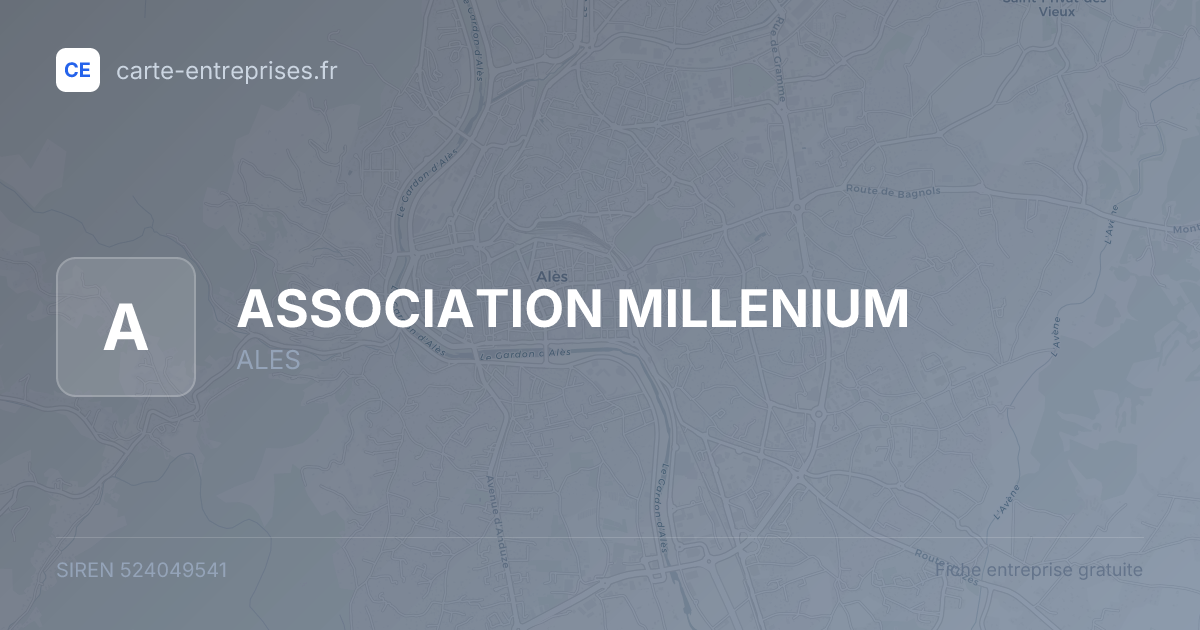 ASSOCIATION MILLENIUM — 524049541 — fiche entreprise