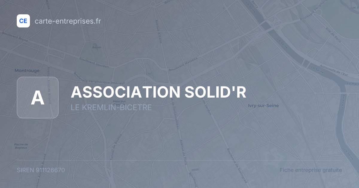 ASSOCIATION SOLID'R — 911126670 — fiche entreprise