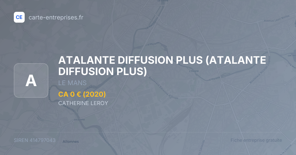 ATALANTE DIFFUSION PLUS — 414797043 — fiche entreprise