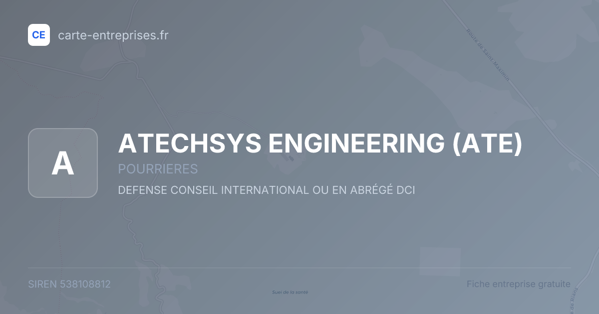 ATECHSYS ENGINEERING (ATE) — 538108812 — fiche entreprise