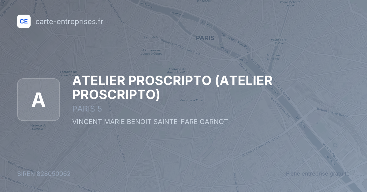 ATELIER PROSCRIPTO — 828050062 — fiche entreprise