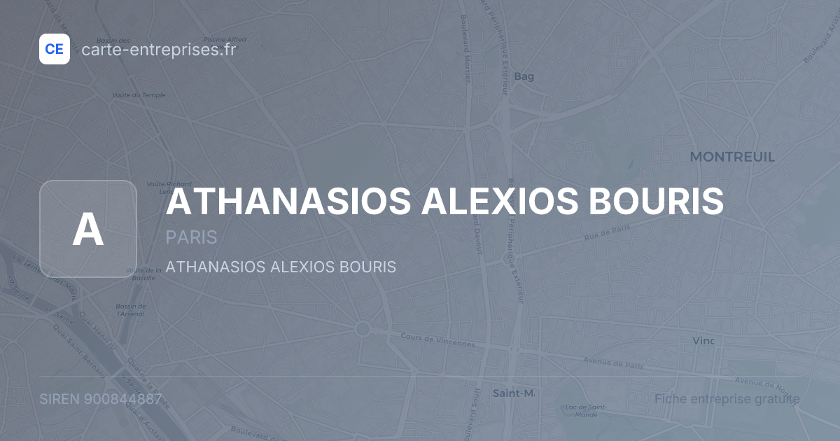 ATHANASIOS ALEXIOS BOURIS — 900844887 — fiche entreprise