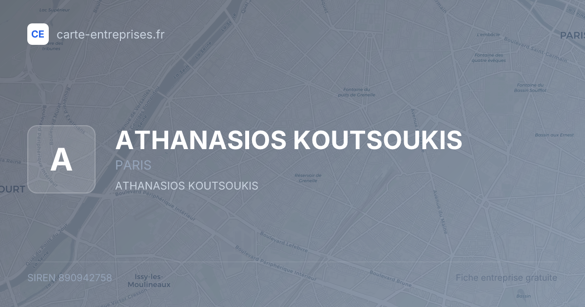 ATHANASIOS KOUTSOUKIS — 890942758 — fiche entreprise