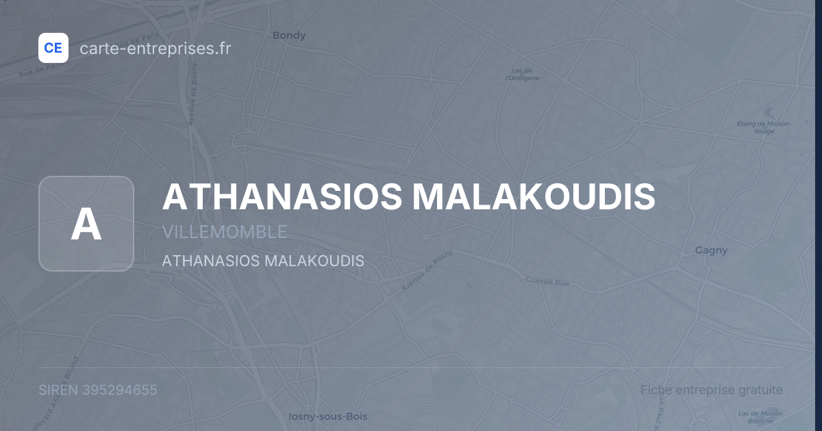 ATHANASIOS MALAKOUDIS — 395294655 — fiche entreprise