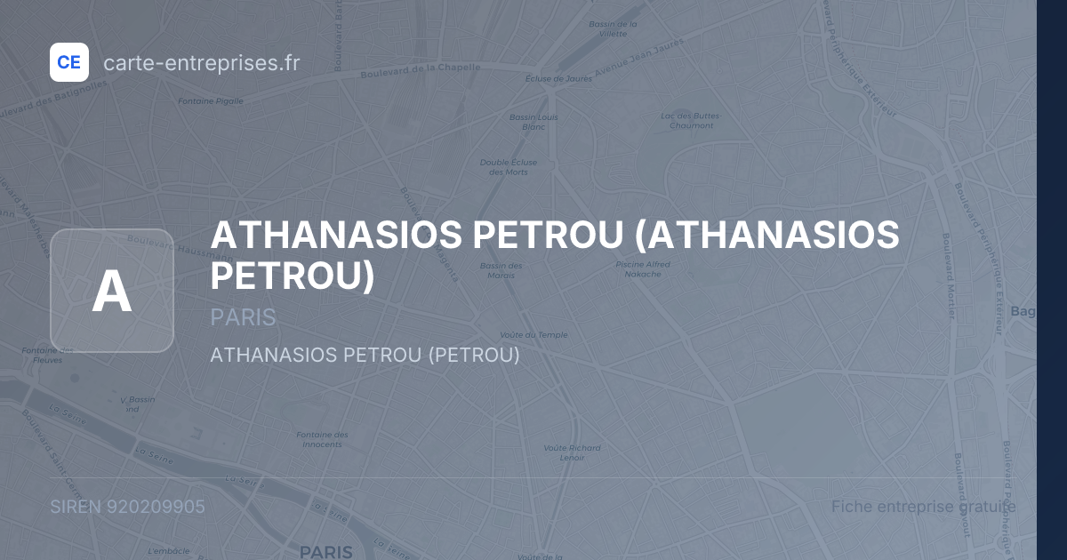ATHANASIOS PETROU — 920209905 — fiche entreprise