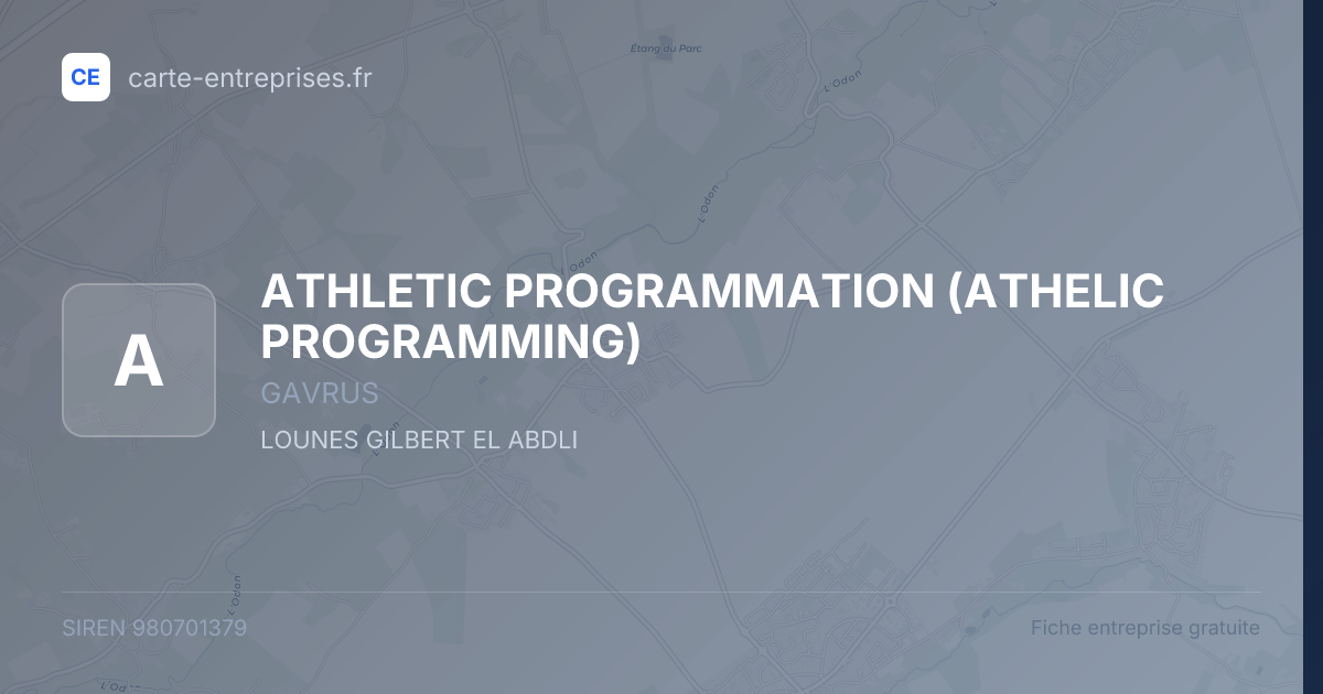ATHLETIC PROGRAMMATION (ATHELIC PROGRAMMING) — 980701379 — fiche entreprise