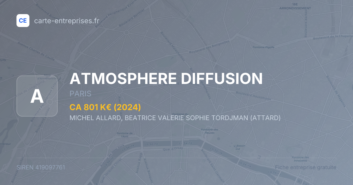 ATMOSPHERE DIFFUSION — 419097761 — fiche entreprise
