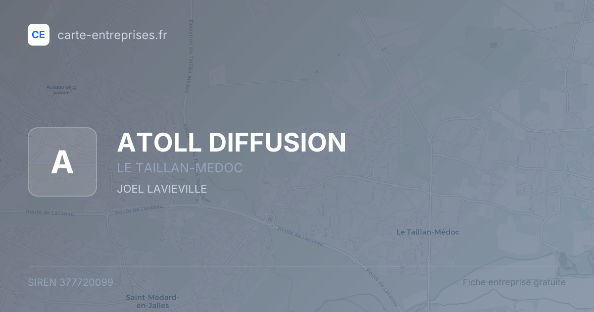 ATOLL DIFFUSION — 377720099 — fiche entreprise