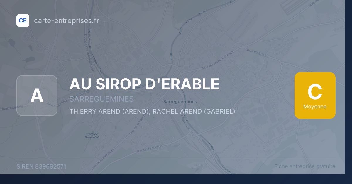 AU SIROP D'ERABLE — 839692571 — fiche entreprise