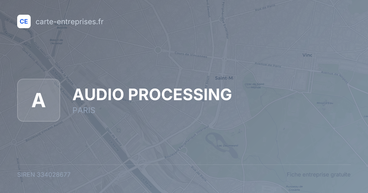 AUDIO PROCESSING — 334028677 — fiche entreprise