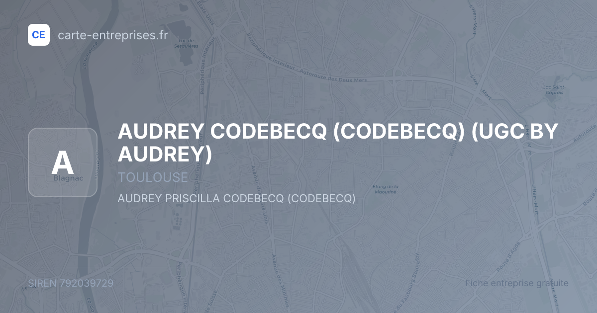 AUDREY CODEBECQ (CODEBECQ) (UGC BY AUDREY) — 792039729 — fiche entreprise