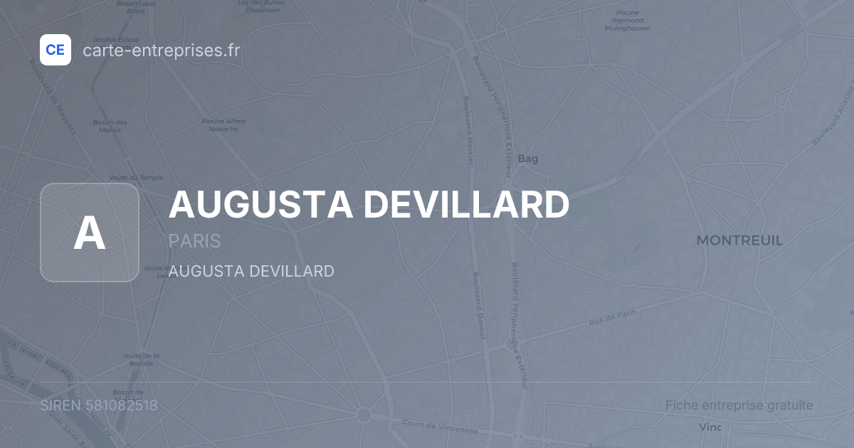 AUGUSTA DEVILLARD — 581082518 — fiche entreprise