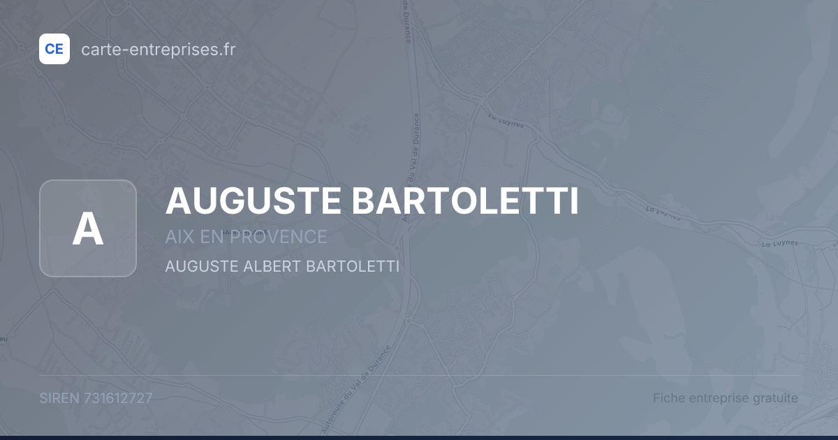 AUGUSTE BARTOLETTI — 731612727 — fiche entreprise