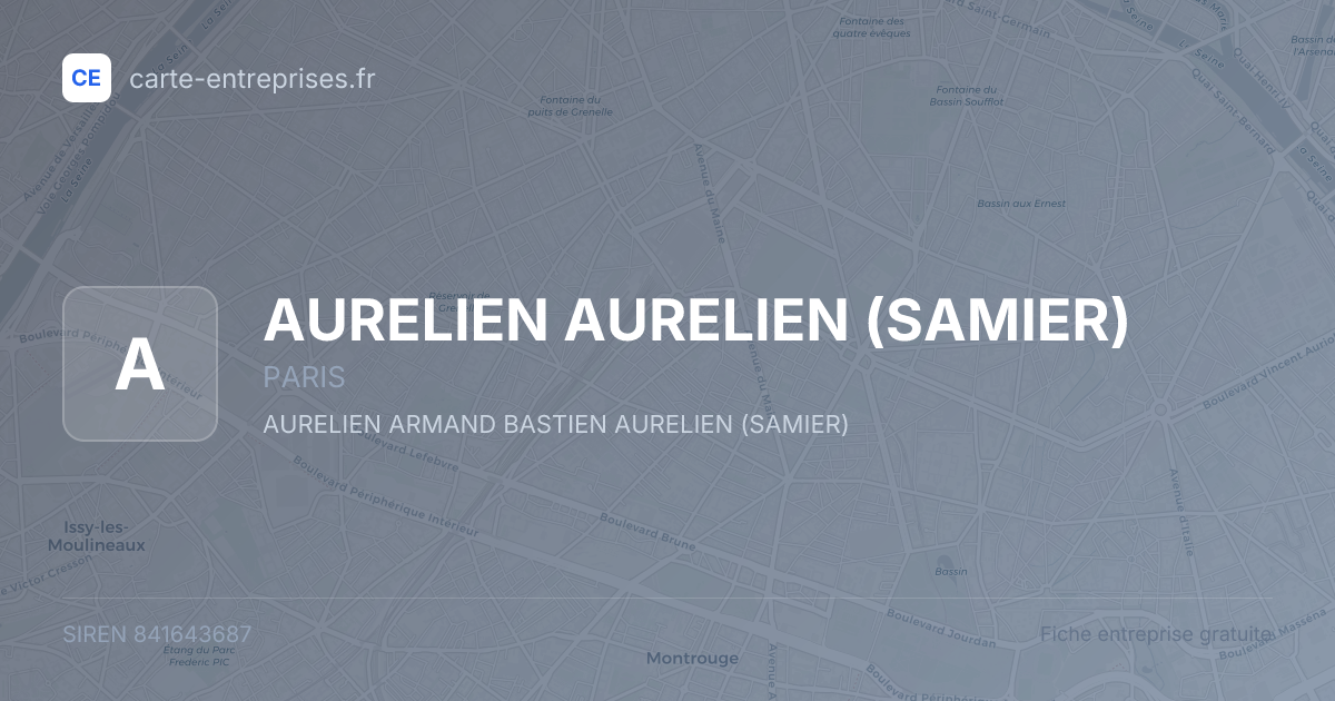 AURELIEN AURELIEN (SAMIER) — 841643687 — fiche entreprise