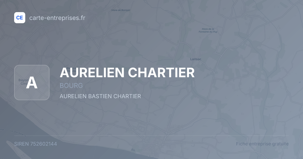 AURELIEN CHARTIER — 752602144 — fiche entreprise