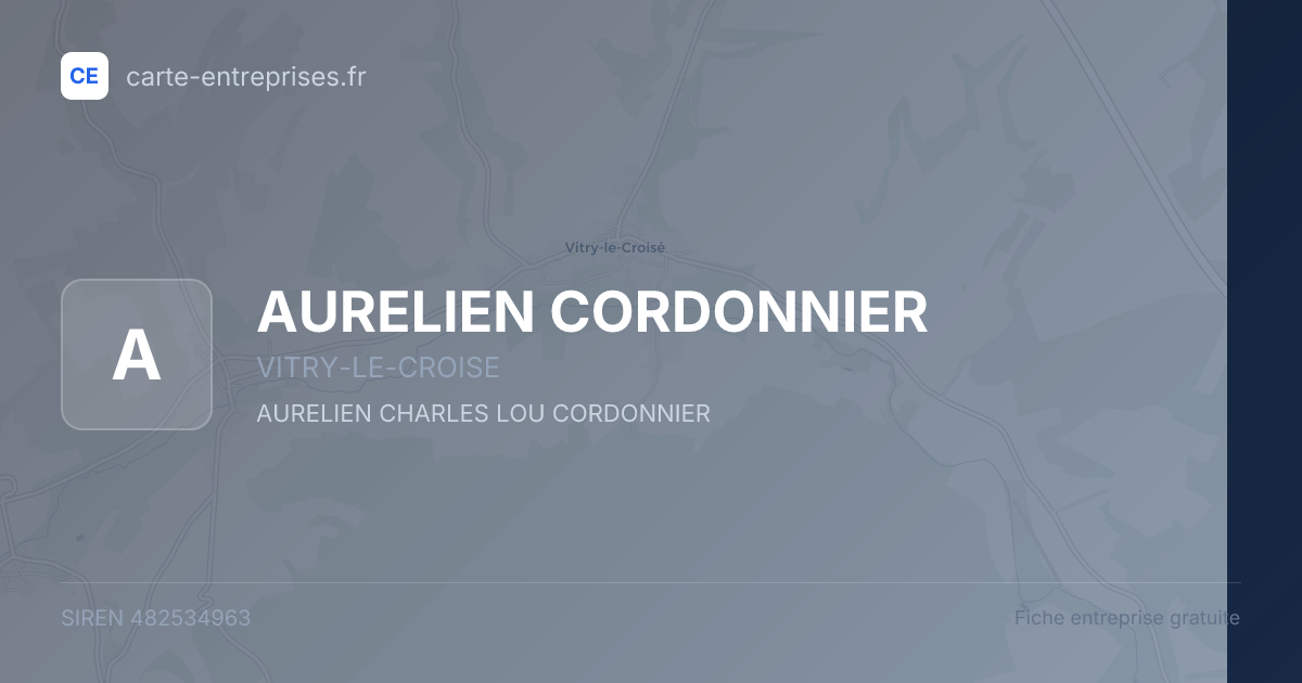 AURELIEN CORDONNIER — 482534963 — fiche entreprise