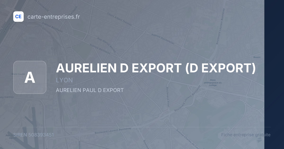 AURELIEN D EXPORT (D EXPORT) — 508393451 — fiche entreprise