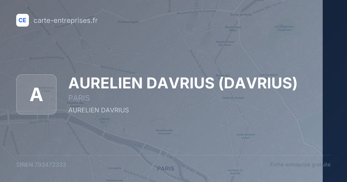 AURELIEN DAVRIUS (DAVRIUS) — 793472333 — fiche entreprise