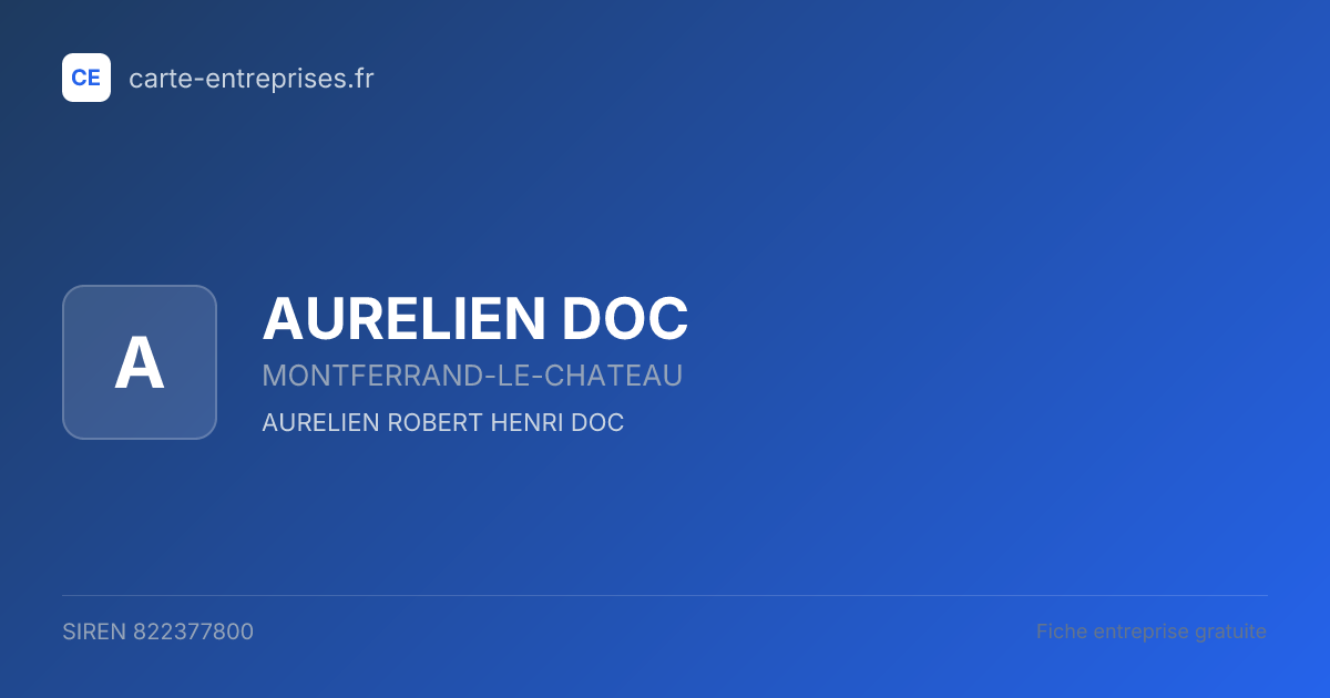 AURELIEN DOC — 822377800 — fiche entreprise