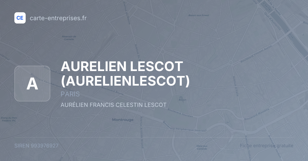 AURELIEN LESCOT (AURELIENLESCOT) — 993976927 — fiche entreprise