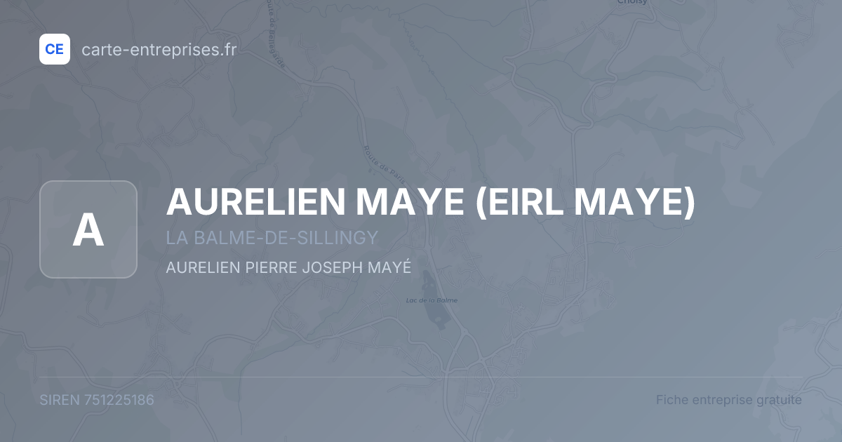 AURELIEN MAYE (EIRL MAYE) — 751225186 — fiche entreprise