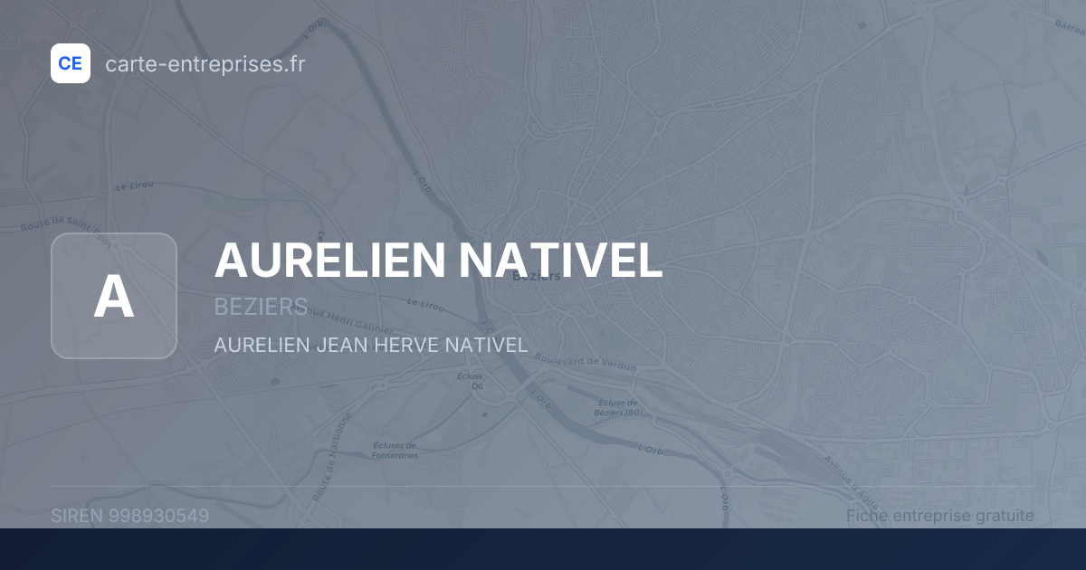 AURELIEN NATIVEL — 998930549 — fiche entreprise