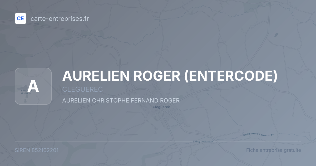 AURELIEN ROGER (ENTERCODE) — 852102201 — fiche entreprise