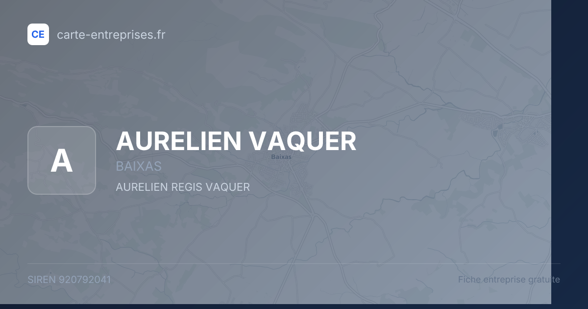 AURELIEN VAQUER — 920792041 — fiche entreprise