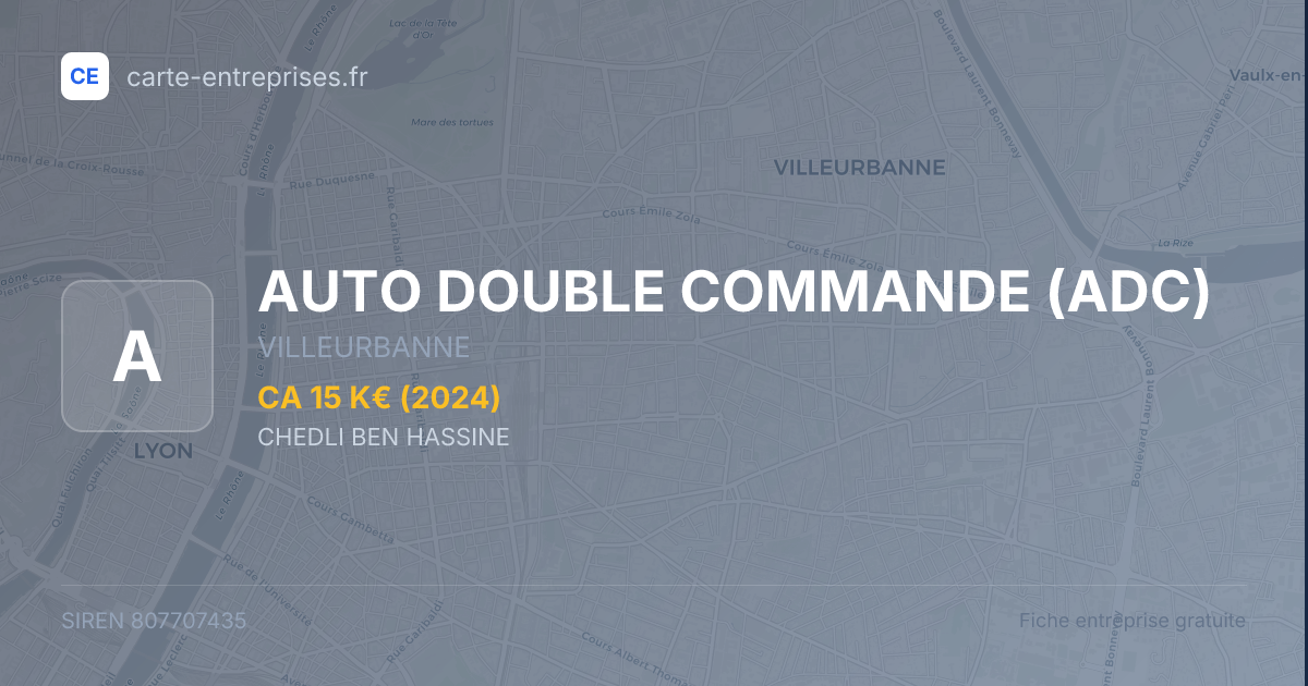 AUTO DOUBLE COMMANDE (ADC) — 807707435 — fiche entreprise