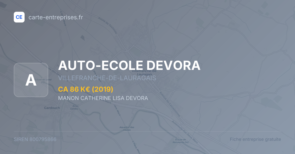 AUTO-ECOLE DEVORA — 800795866 — fiche entreprise
