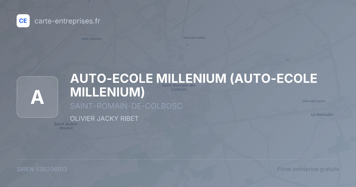 AUTO-ECOLE MILLENIUM — 538206913 — fiche entreprise