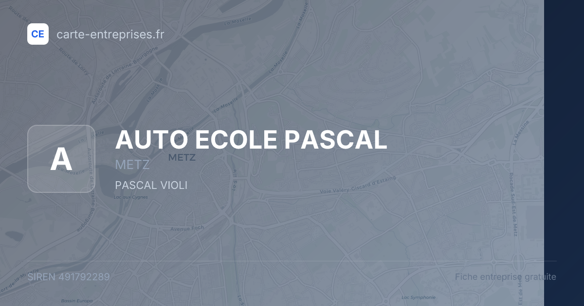 AUTO ECOLE PASCAL — 491792289 — fiche entreprise