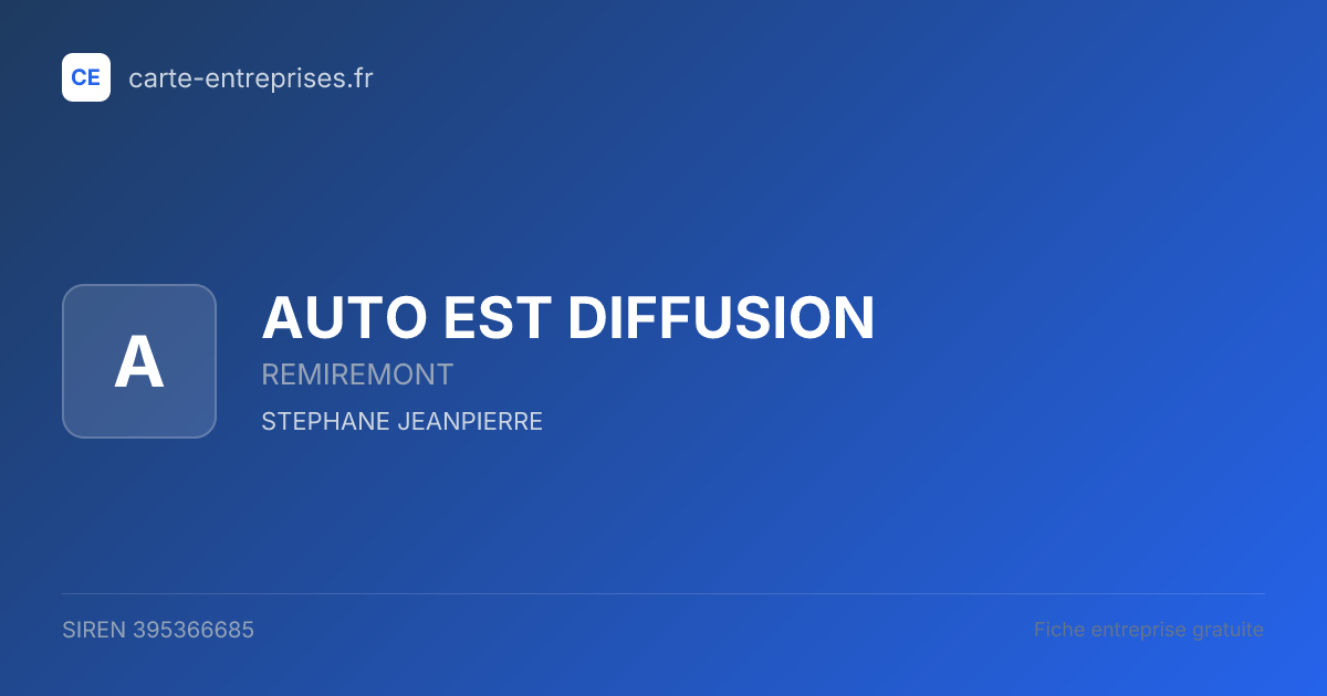 AUTO EST DIFFUSION — 395366685 — fiche entreprise