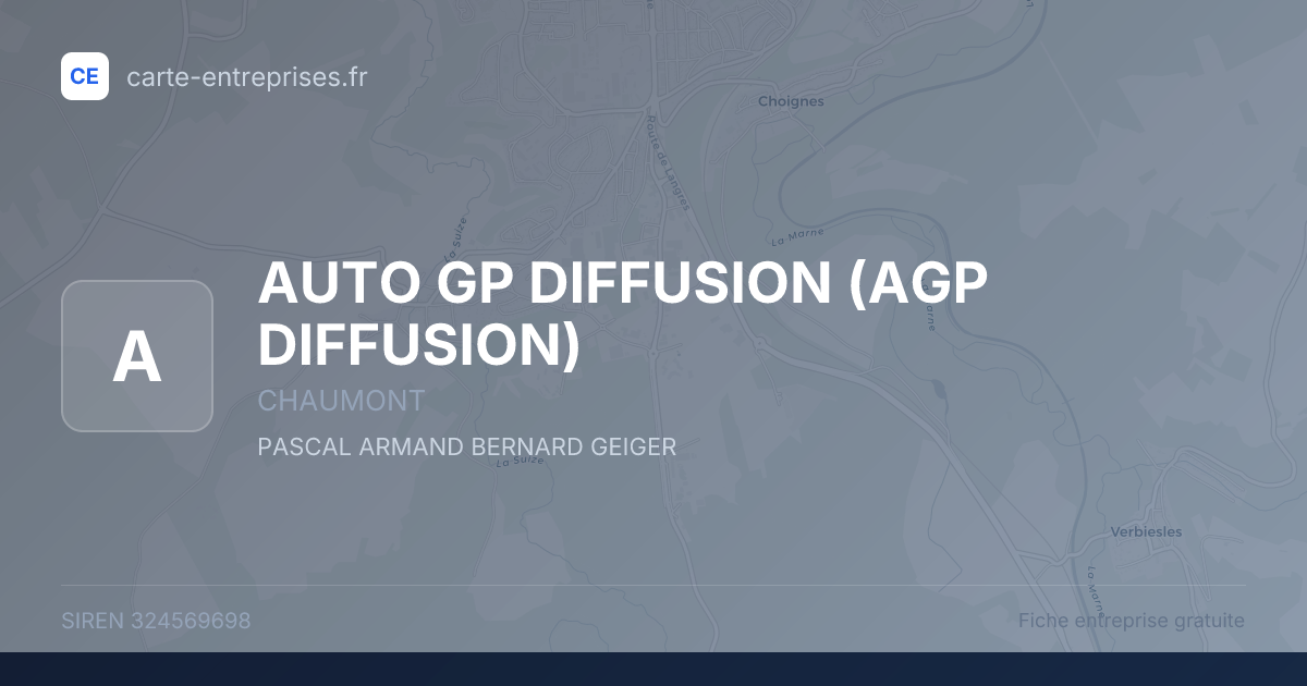 AUTO GP DIFFUSION (AGP DIFFUSION) — 324569698 — fiche entreprise